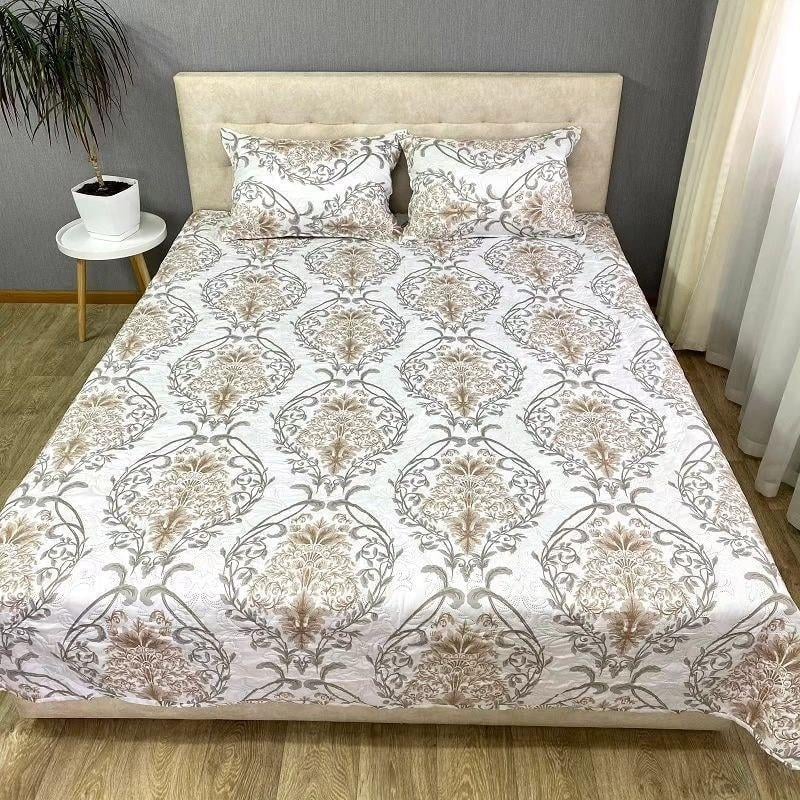 Одеяло-покрывало летнее 200х220 см с наволочками 2х50х70 см Бежевый (Д-al-lito-600-0016)