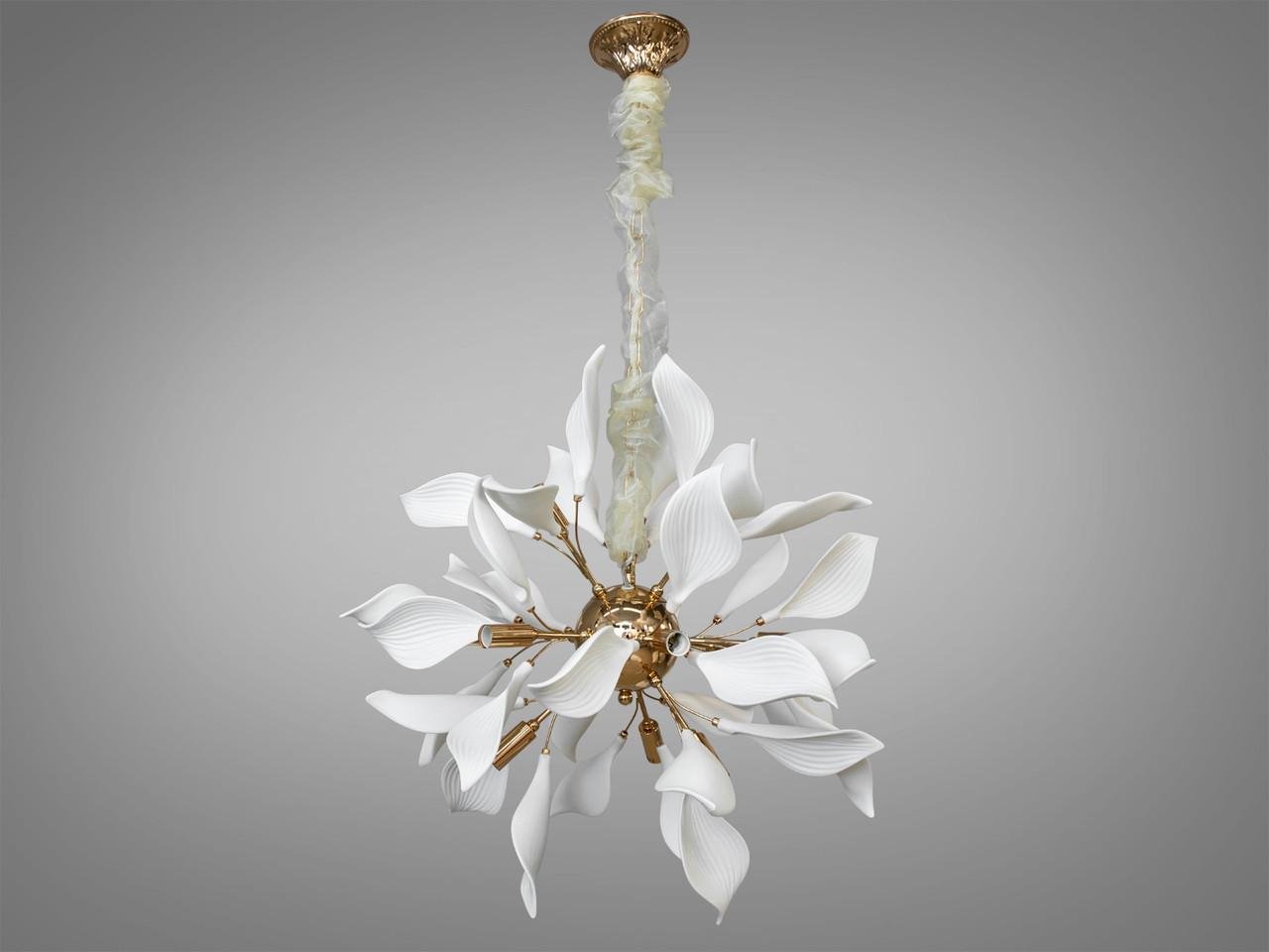 Люстра підвісна керамічна для зали 12 ламп Золотий (7172-12PGD-LS)