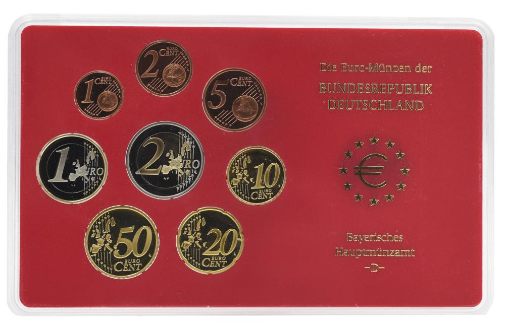 Набор коллекционных монет Германия 2004 UNC D 1/2/5/10/20/50 евроцентов/1/2 евро в сувенирной упаковке 8 шт. (35867448)