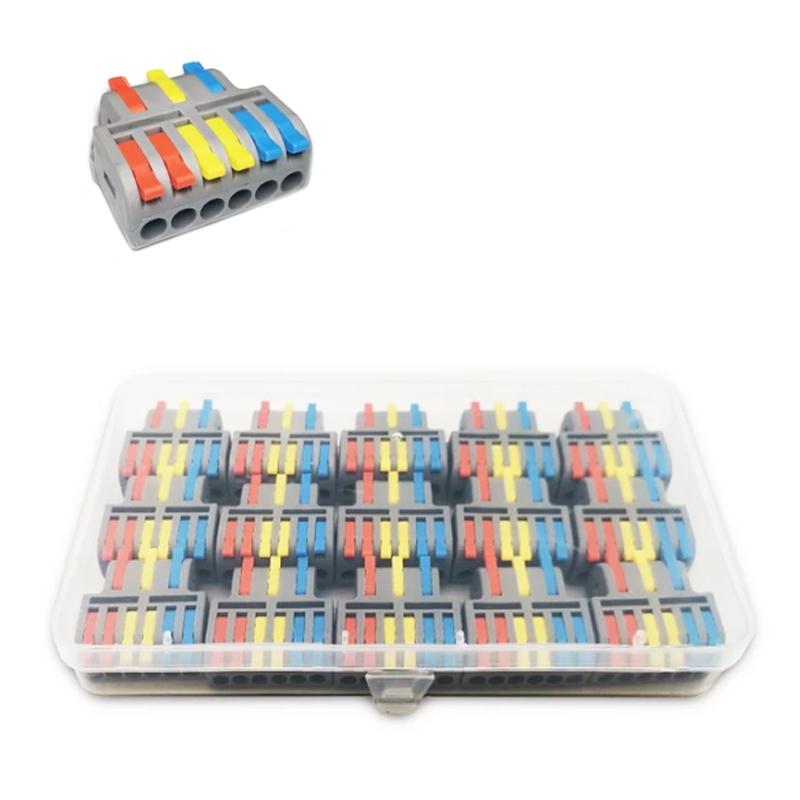 Набор клемм Tactix 0,08-4 мм2 32А 1-3+1-3+1-3 разветвитель одинарная 29,7х33,2х13 мм 15 шт. Разноцветный (DF-63-15box)
