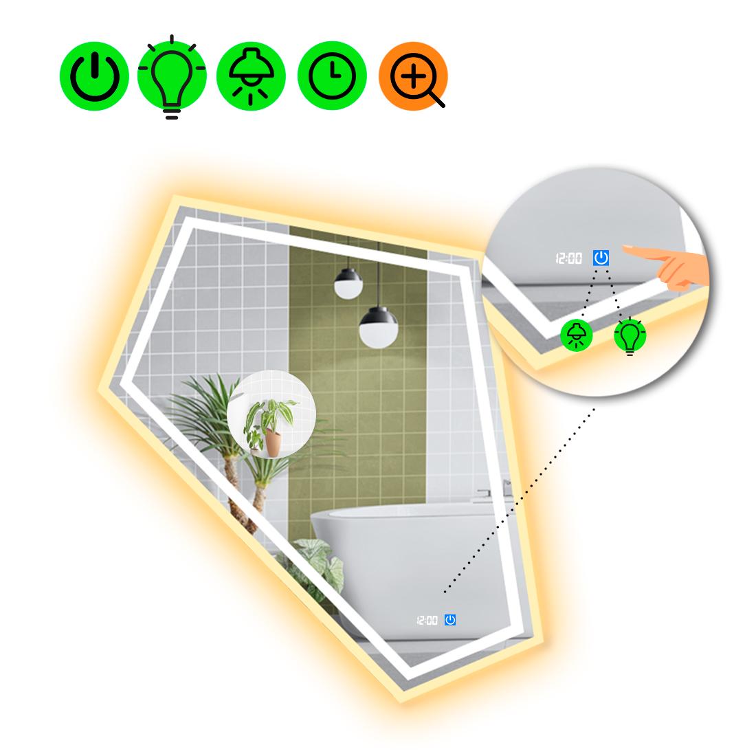 Зеркало с LED подсветкой Modulo 4 с сенсором/часами и линзой без подсветки 100x85 см (8777129)