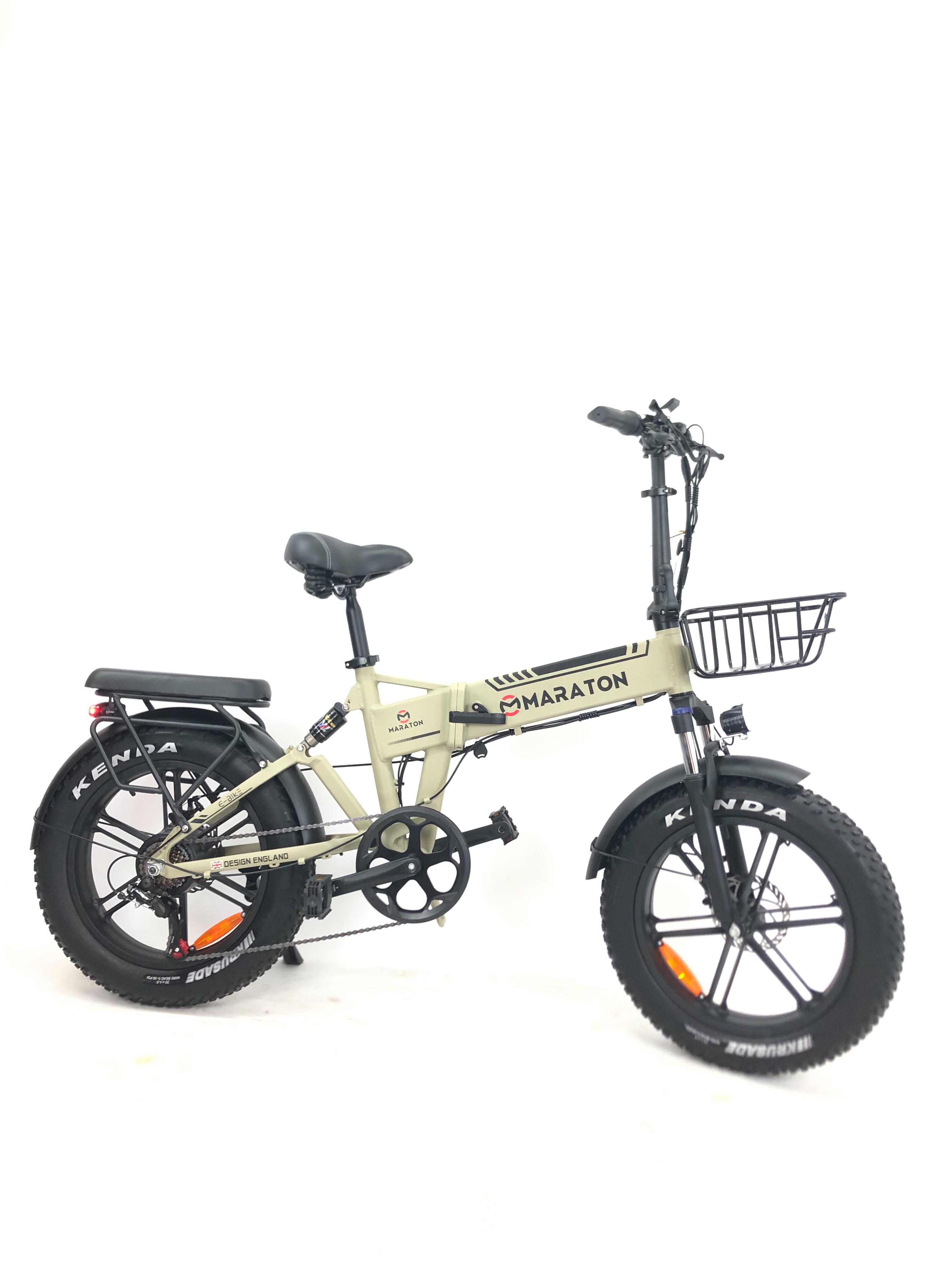 Электровелосипед складной Fatbike Maraton Trigo 20" 1200W 48V 24Ah Бежевый (ЕВ-1200-48-24)