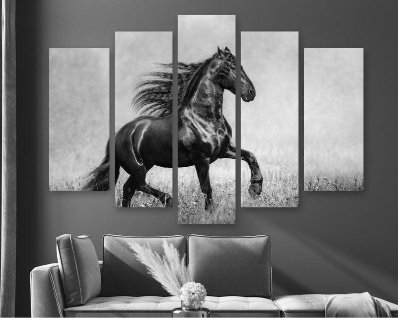 Модульная картина на холсте KIL Art Грациозная лошадь из пяти частей 112x68 см (M51_M_83)