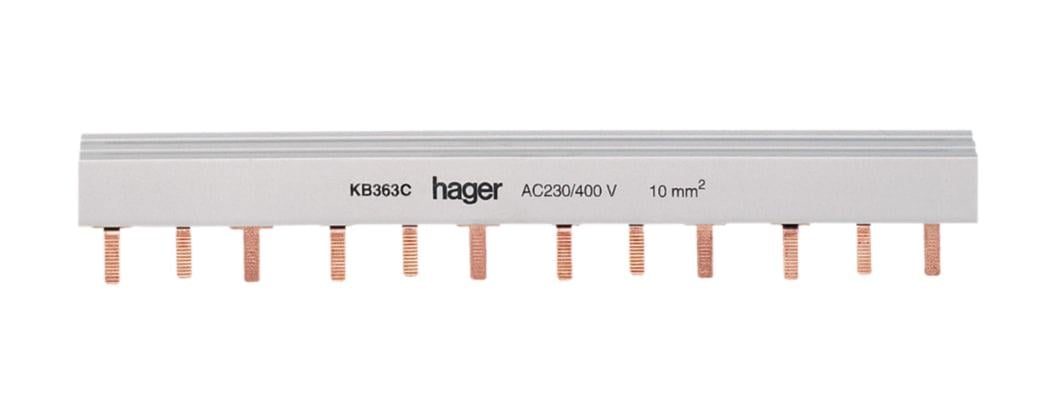 Шина Hager KB363C гребенчатая 3P 10 кв. мм 24M (000144891)