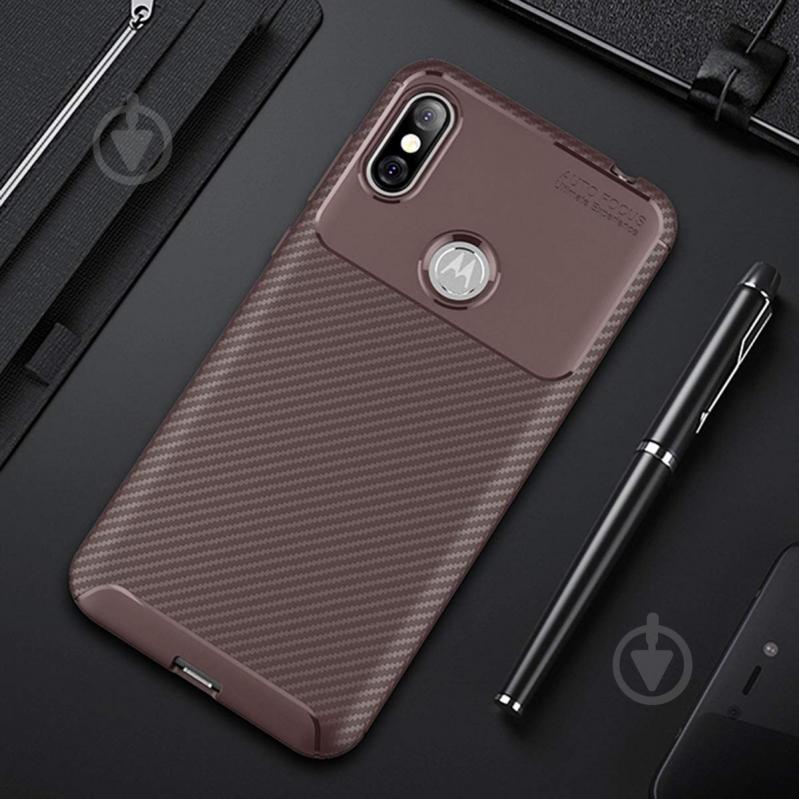 Чохол Carbon Case Motorola P30 Note Коричневий (hub_iijE33331) - фото 2