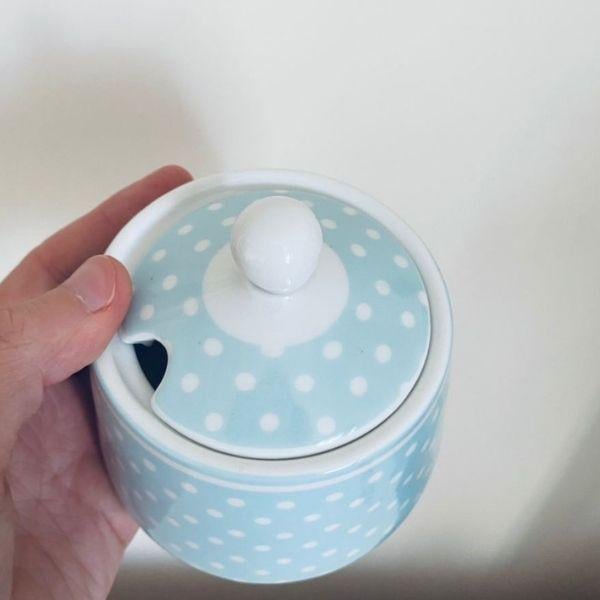 Порцелянова цукорниця Isabelle Rose в горошок 9 см Блакитний - фото 2