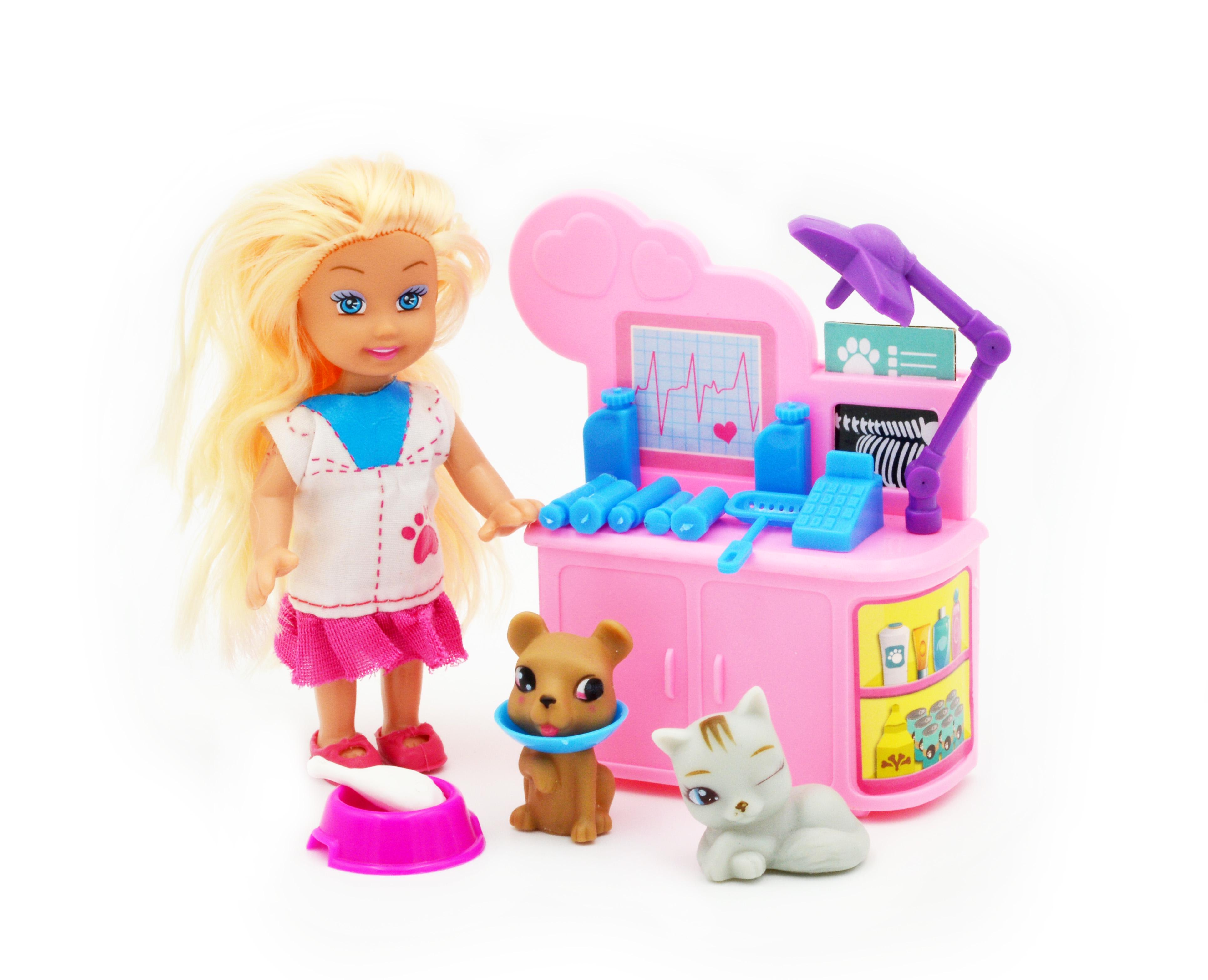 Кукла маленькая 899-82 Ветеринар с питомцами