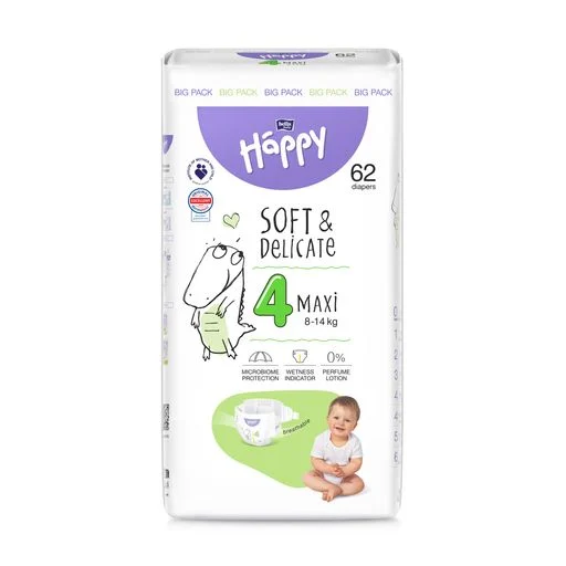 Подгузники детские Happy 4 Maxi 8-14 кг 62 шт.