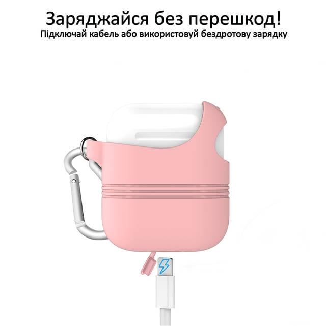 Чохол силіконовий для AirPods Promate VeilCase з карабіном Pink - фото 4