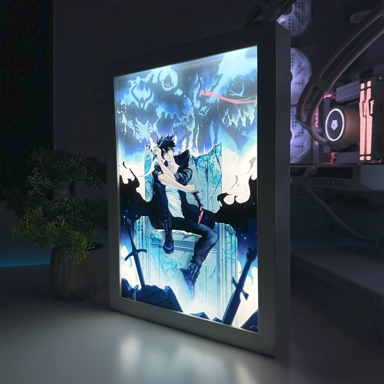 Светильник светодиодный акриловый с 3D-эффектом Соло Левелинг Solo Leveling Белый