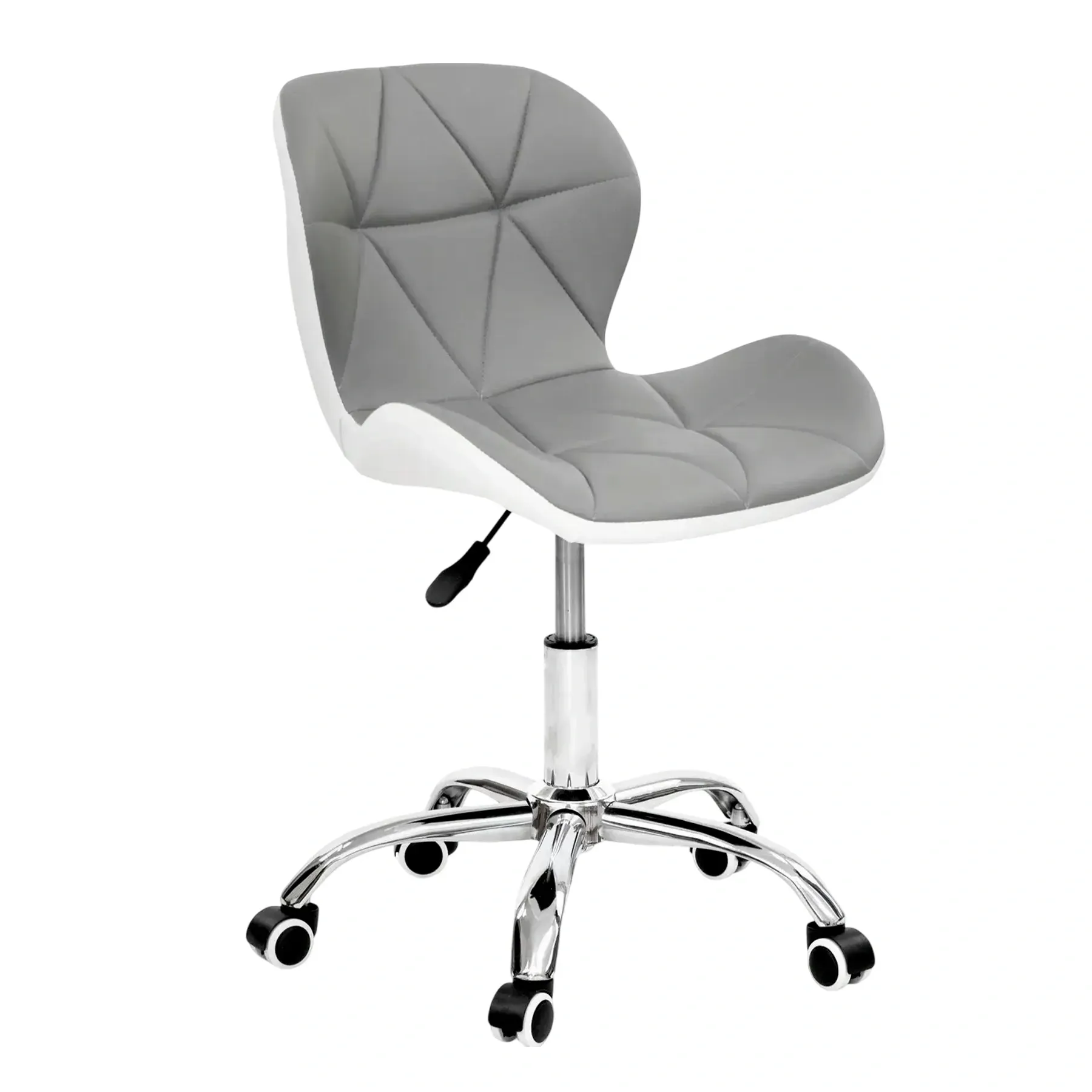 Кресло компьютерное 4Points Diamond из экокожи хромированная металлическая основа Серый-белый (40263)