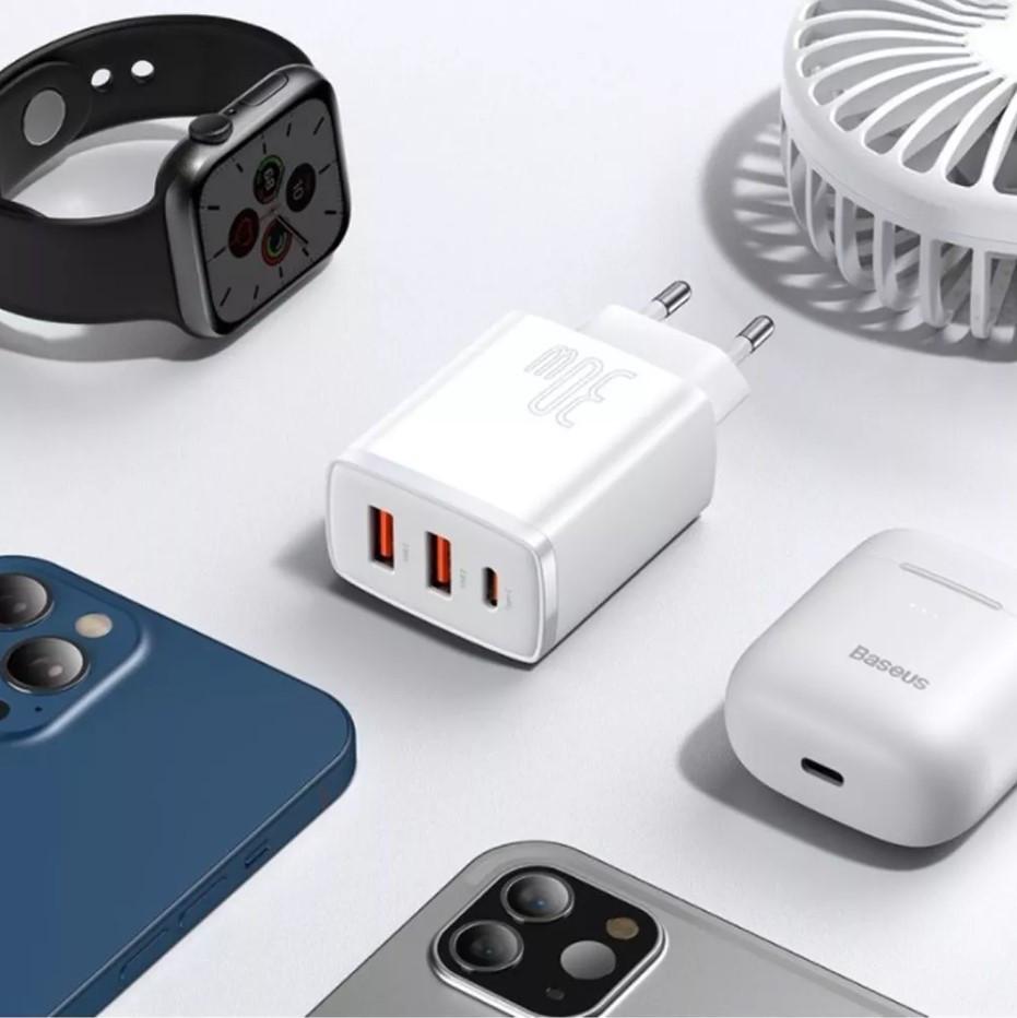 Зарядное устройство сетевое BASEUS Compact Quick Charger 30 W QC+ PD 1Type-C/2USB White (2363154144) - фото 2