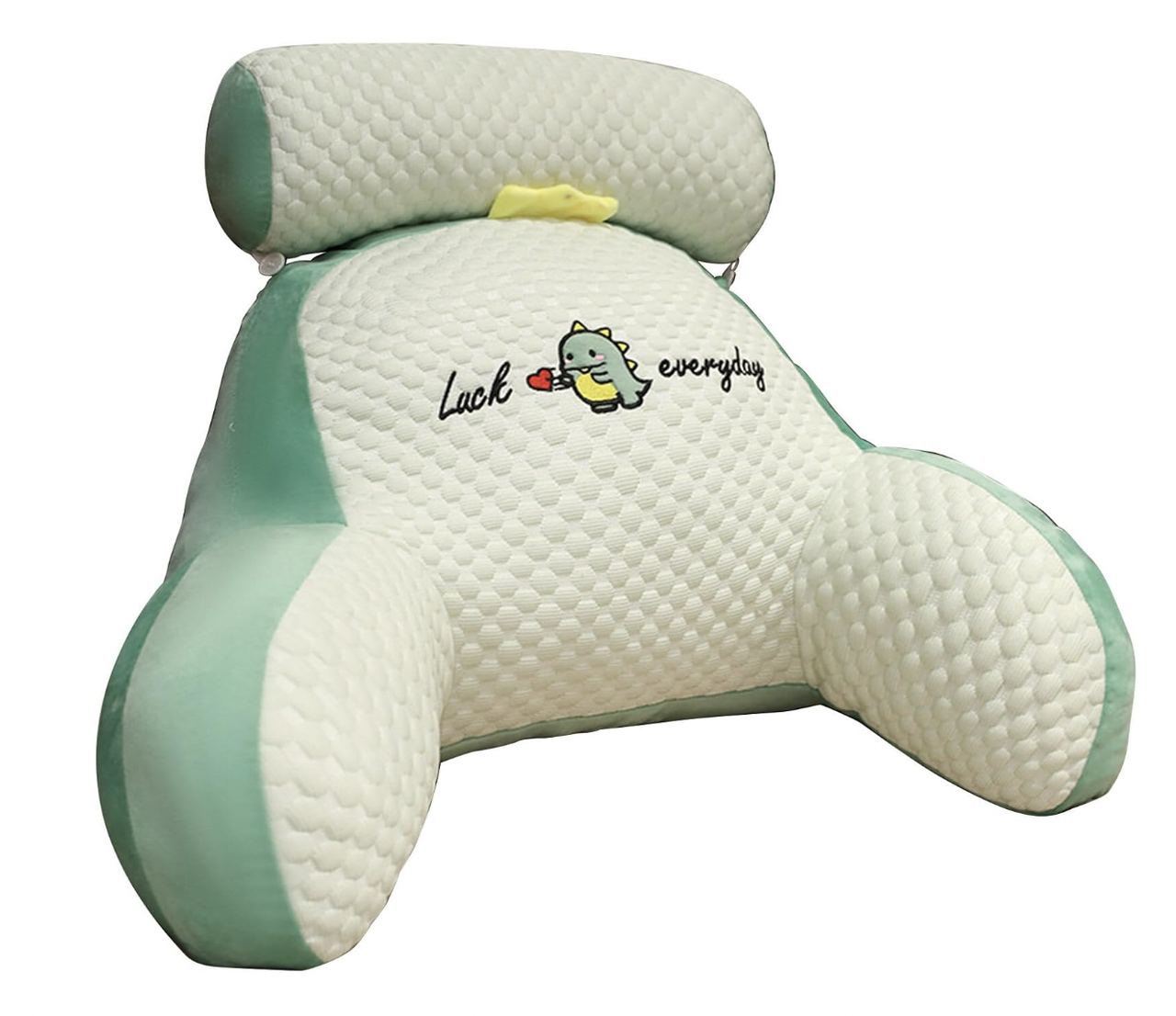 Подушка-спинка мягкая для чтения с дополнительной съемной подушкой 60х40 см Бело-зеленый