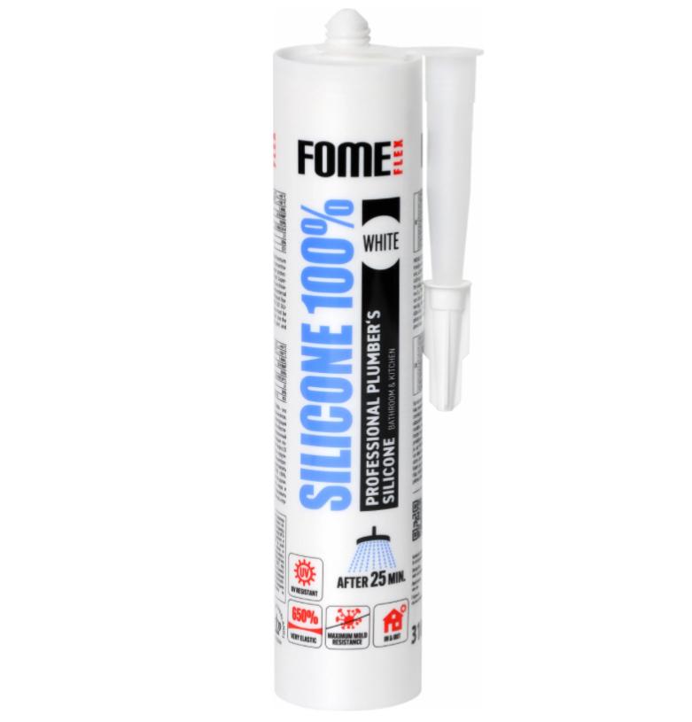 Герметик Fome Flex 100% Silicone водостійкий 0,3 кг Білий (01-4-2-046)