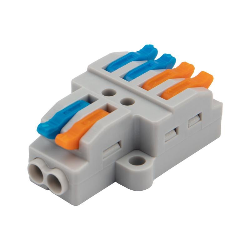 Клемма разветвляющая Tactix 0,08-4 мм2 32А 1-2+1-2 одинарная 41,5х23,7х14,8 мм крепеж 3,1 мм Разноцветный (KV424)