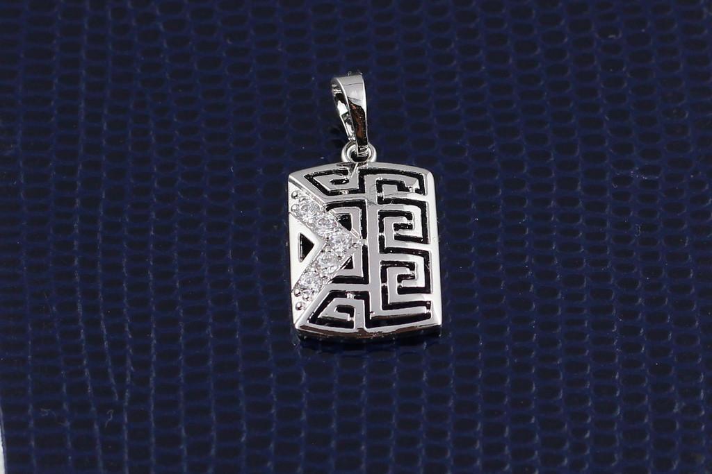 Кулон Xuping Jewelry Прямоугольник с греческим узором 1,8 см Серебристый