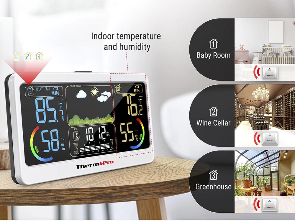 Метеостанція Термометр гігрометр ThermoPro TP68C 150 м з підсвічуванням з виносним датчиком - фото 2