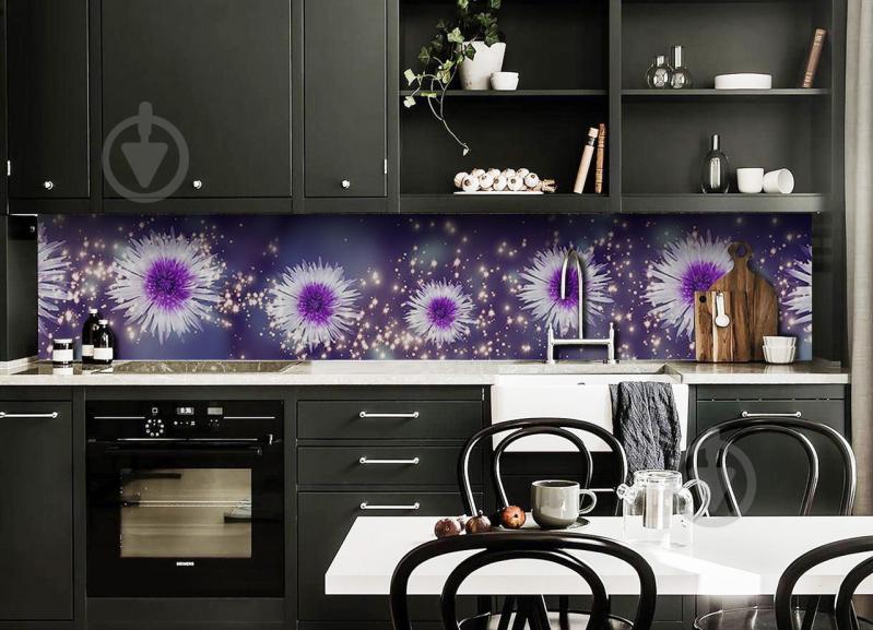 Наклейка виниловая кухонный фартук  Zatarga  "Блестящие Астры"  650х2500 мм
