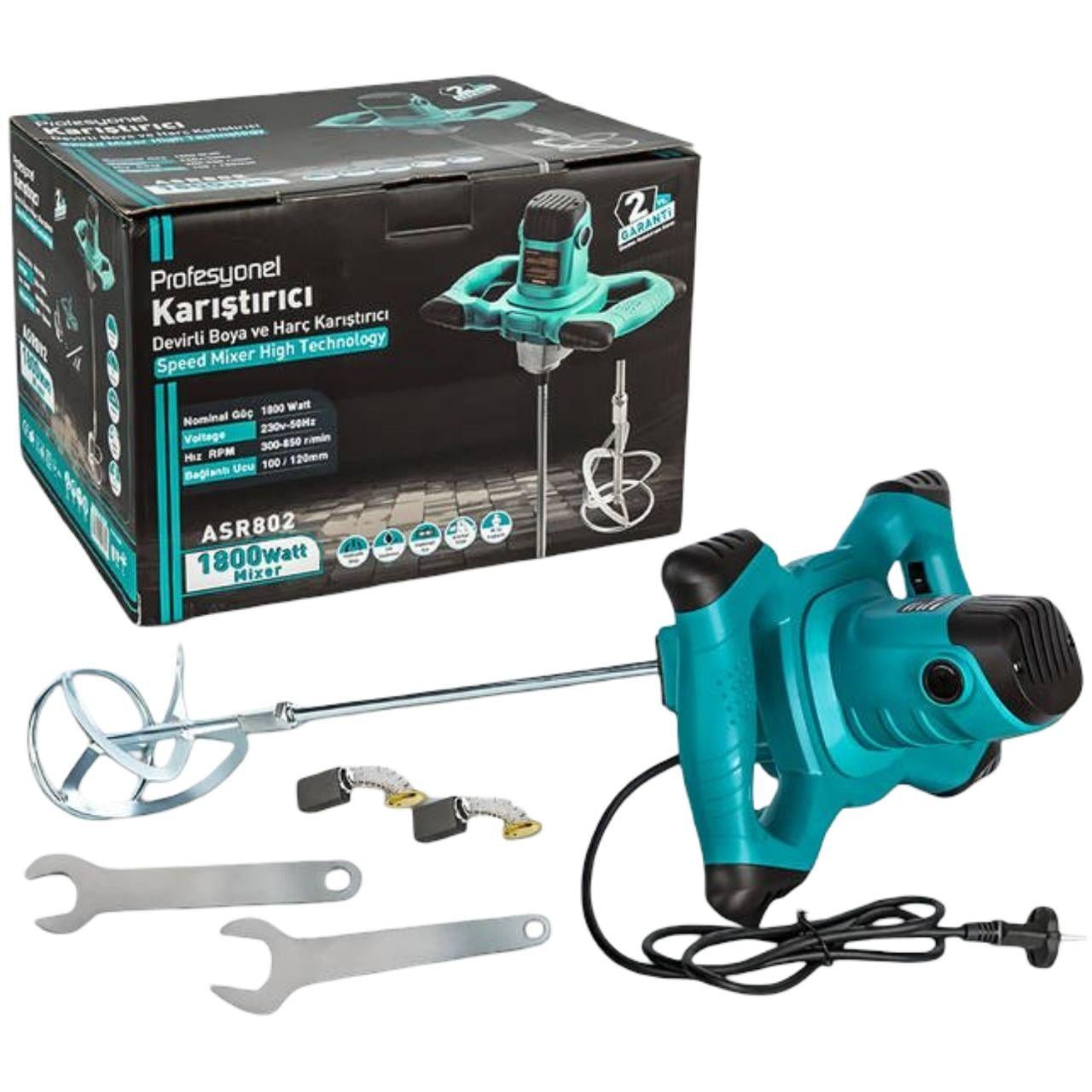 Миксер строительный электрический ASSUR ASR802/МК 1800W в коробке (33560015)