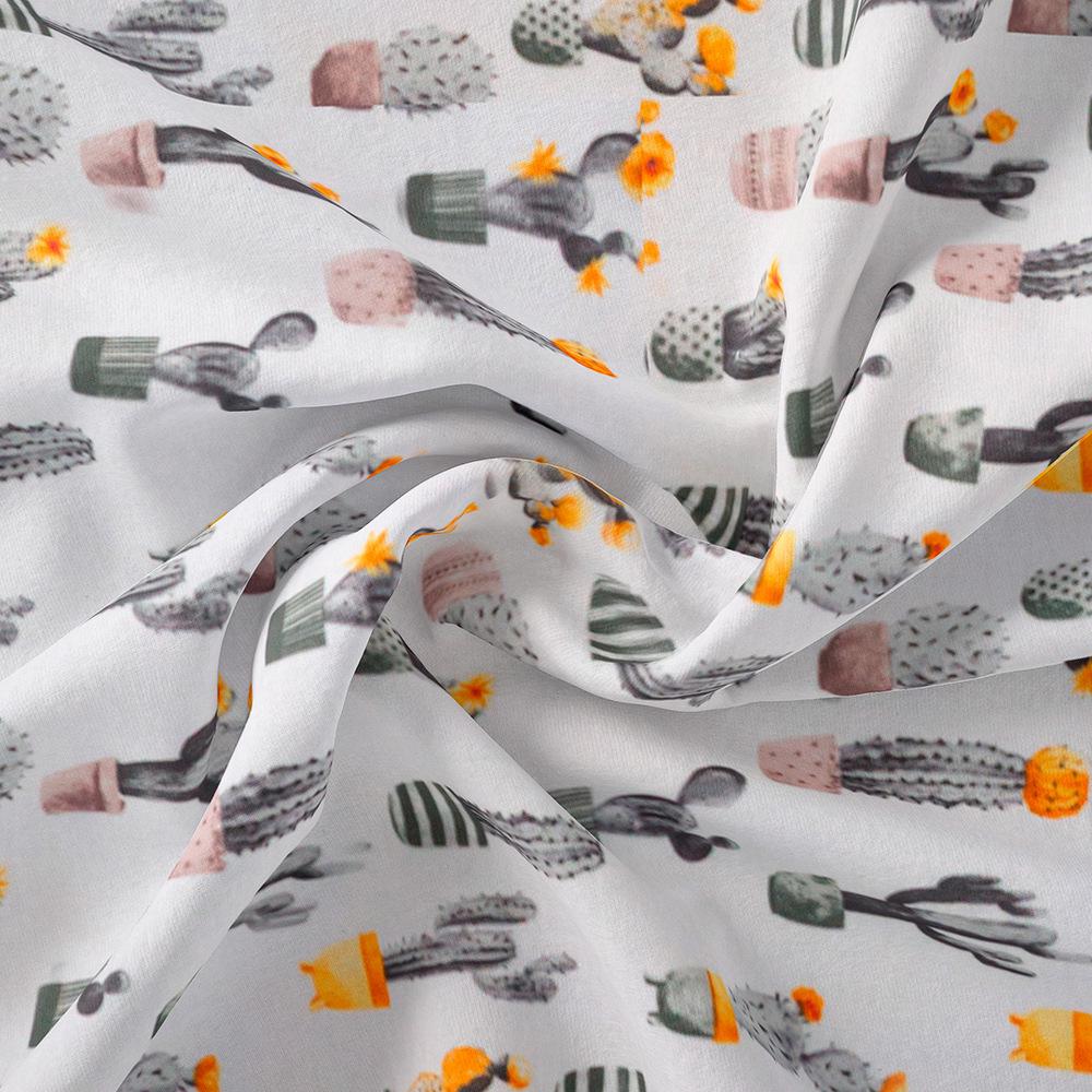 Ткань для постельного белья V-24696/4 Кактусы бязь ранфорс 2,4 м Серый (19242)