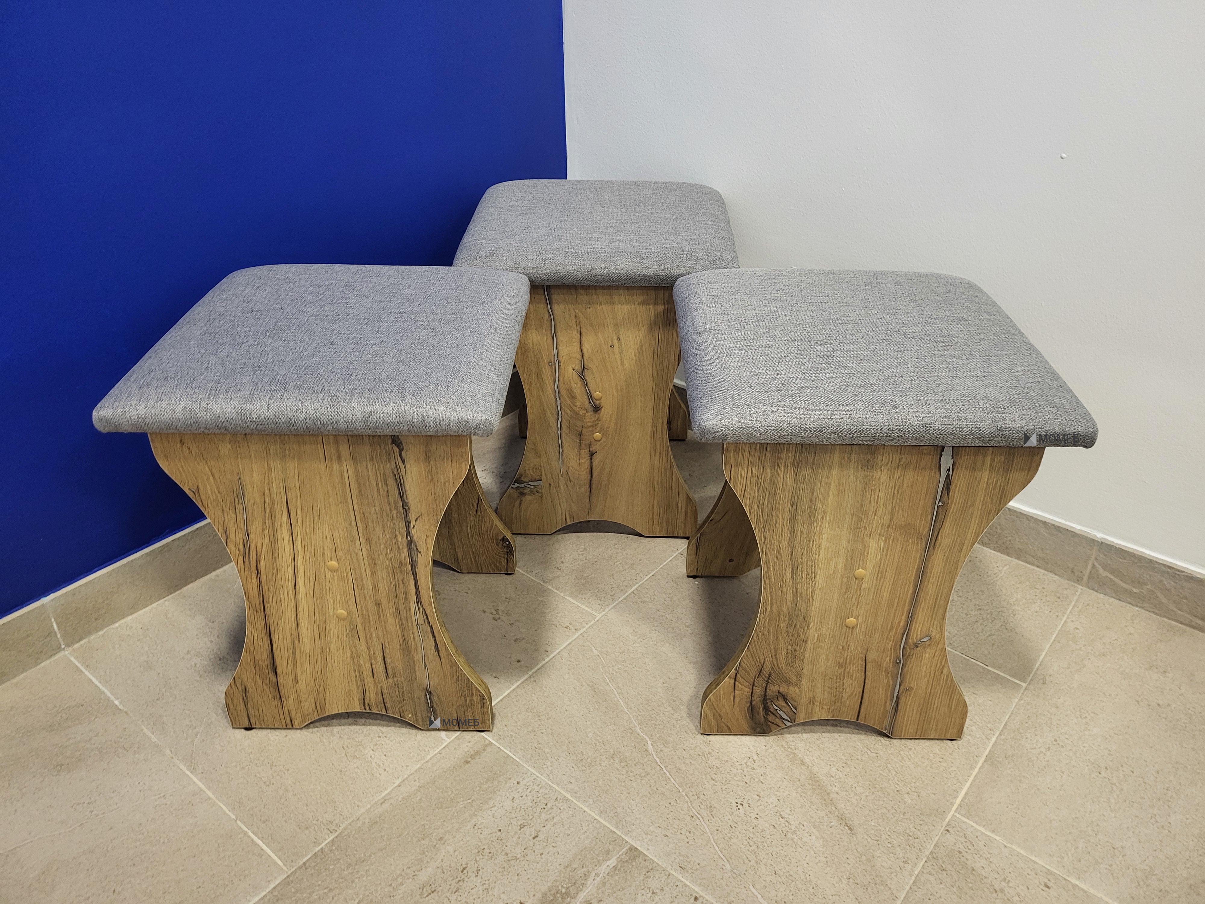 Комплект табуретов Семейный 35х35х44 см 3 шт. Дуб Флагшток/Сильвер (TTT-DF-S)