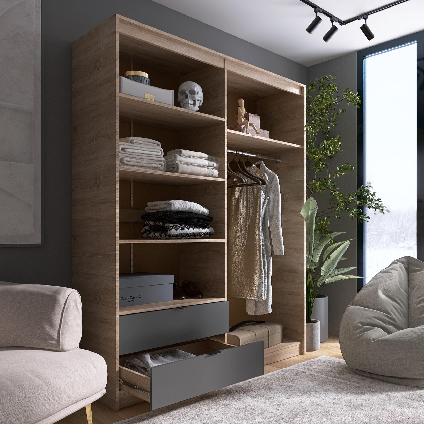 Шафа Everest Сіті 1600 1602х500х2046 мм Сонома/Графіт (11434) - фото 7 Шафа Everest Сіті 1600 1602х500х2046 мм Сонома/Графіт (11434) - фото 7