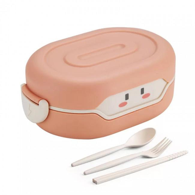 Ланч-бокс детский Kawaii с двумя отделениями 780 мл Розовый (403300)
