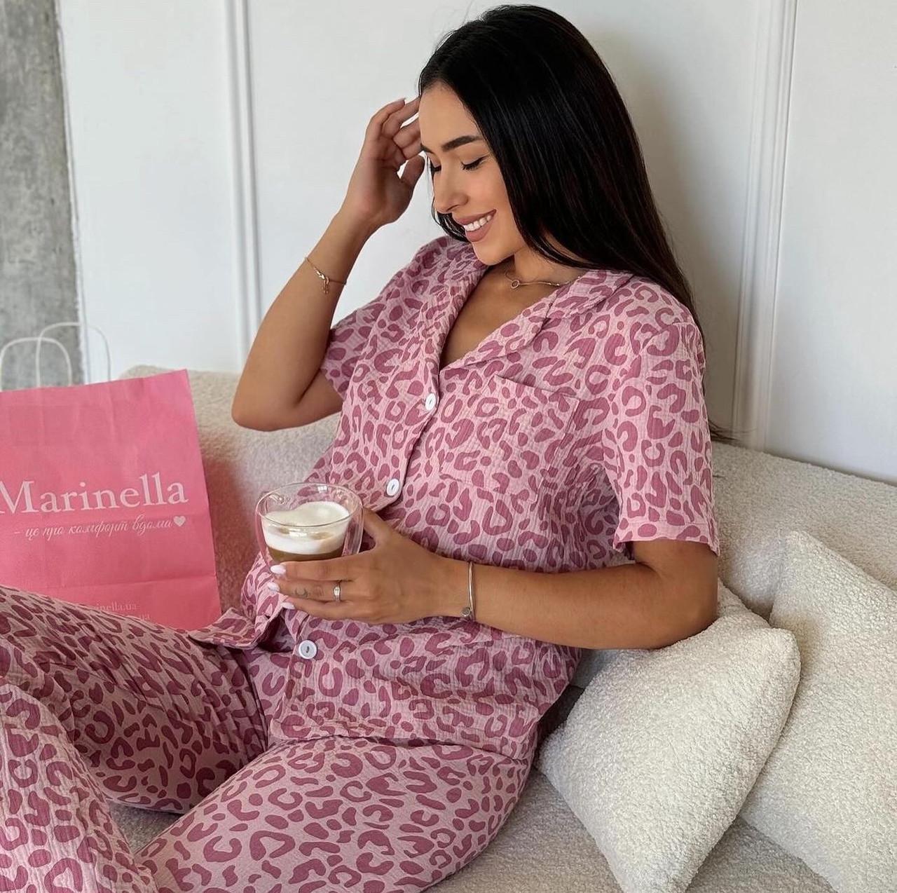 Піжама Леопард з мусліну L Рожевий (2060) - фото 2 Піжама Леопард з мусліну L Рожевий (2060) - фото 2