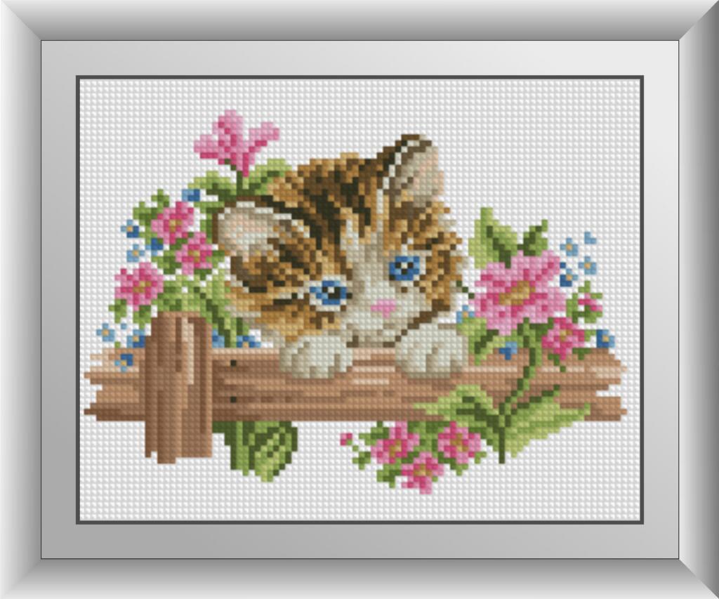 Алмазная мозаика Dream Art Котёнок в цветах 18x23 см (DA.30144)