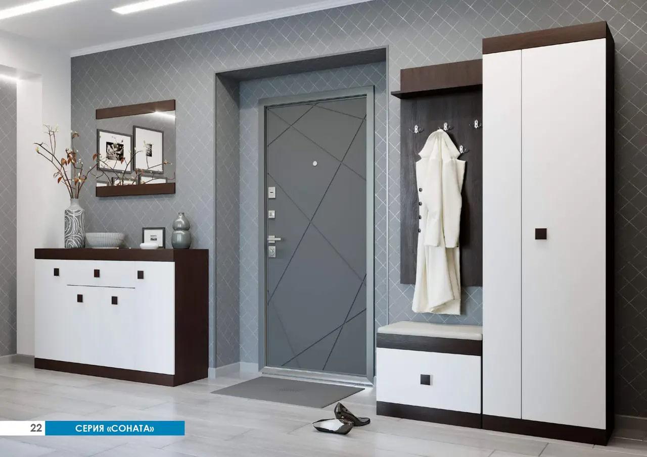 Прихожая модульная Эверест Соната 2 5 ел. Венге темный/Белый (EVR-2194)
