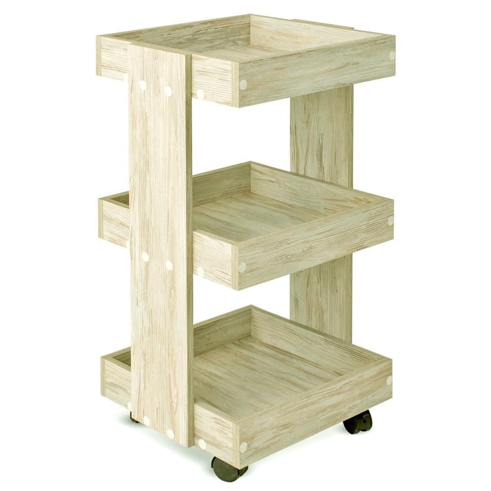 Этажерка для ванной из дерева на колесиках Хазелтон Бланже (АБТ-004301)