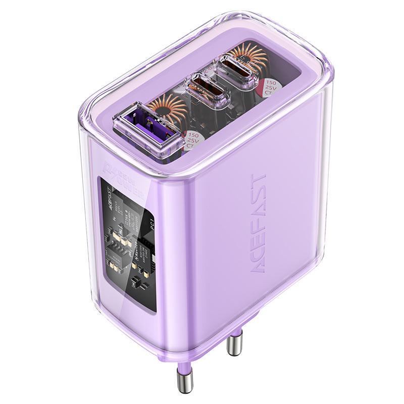 Зарядний пристрій мережевий Acefast A45 Exploration series PD65W GaN 2USB-C+USB-A Purple alfalfa (00000065890_1) - фото 3 Зарядний пристрій мережевий Acefast A45 Exploration series PD65W GaN 2USB-C+USB-A Purple alfalfa (00000065890_1) - фото 3