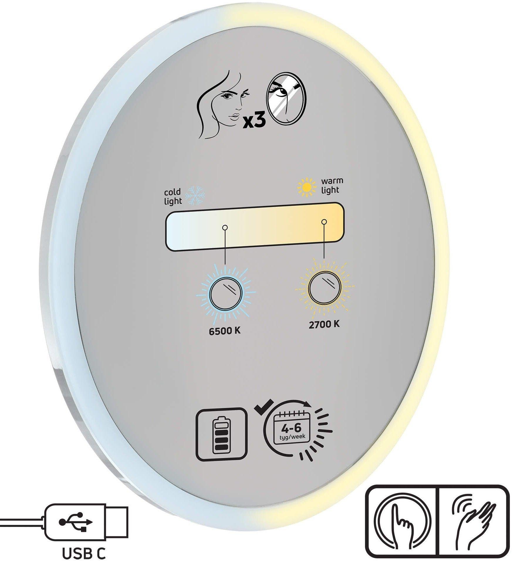 Косметическое зеркало Deante Round USB ADR_0821 для ванной одностороннее Хром (205548) - фото 3