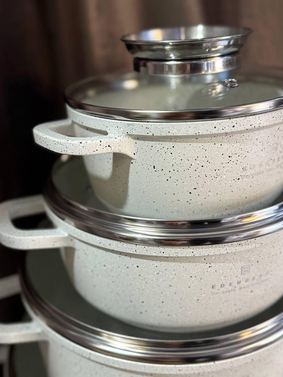 Набір кухонного посуду Edenberg EB-8185 з мармуровим антипригарним покриттям 21 предмет Бежевий (EB-8185) - фото 5 Набір кухонного посуду Edenberg EB-8185 з мармуровим антипригарним покриттям 21 предмет Бежевий (EB-8185) - фото 5