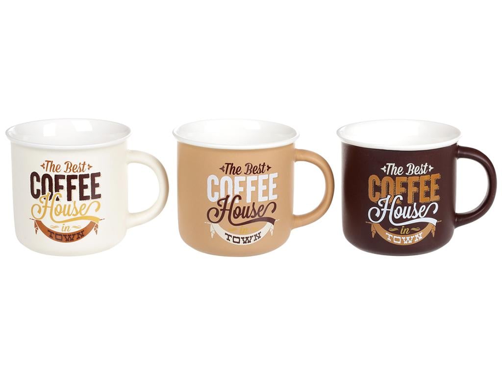 Чашка Coffee House 380 мл 3 дизайни набір 3 шт. (BDI-930-008)