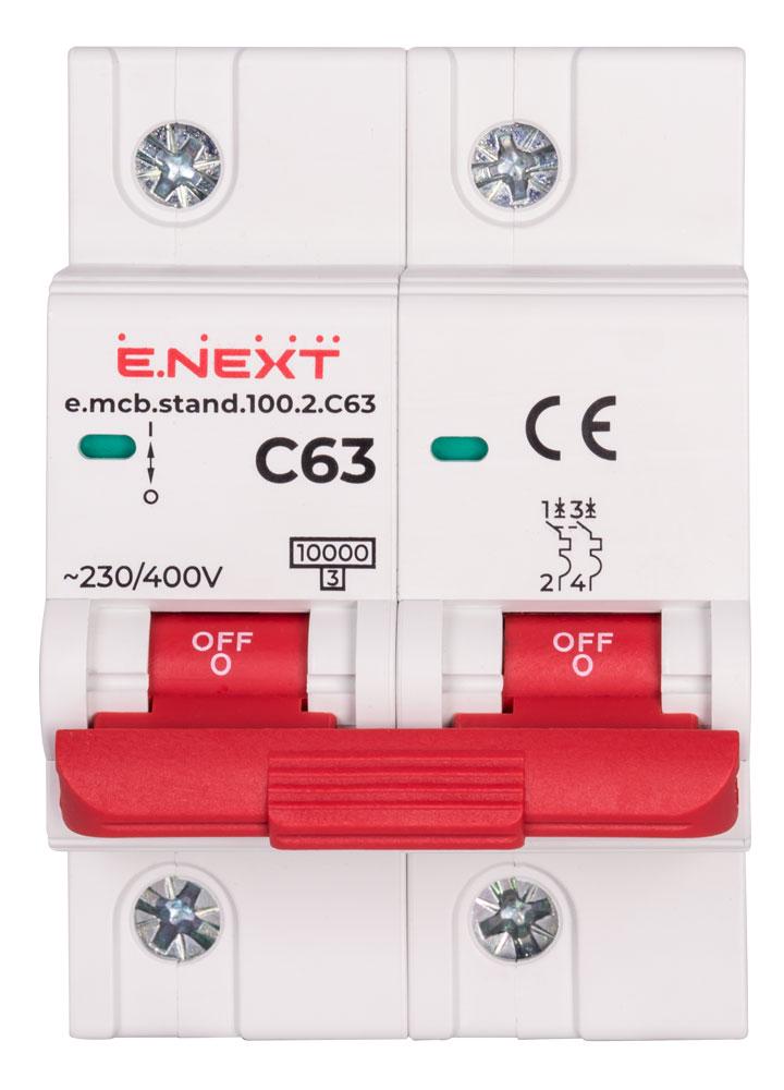 Автоматический выключатель E.NEXT e.mcb.stand.100.2.C63 2р 63А 10кА C (s002208) - фото 2