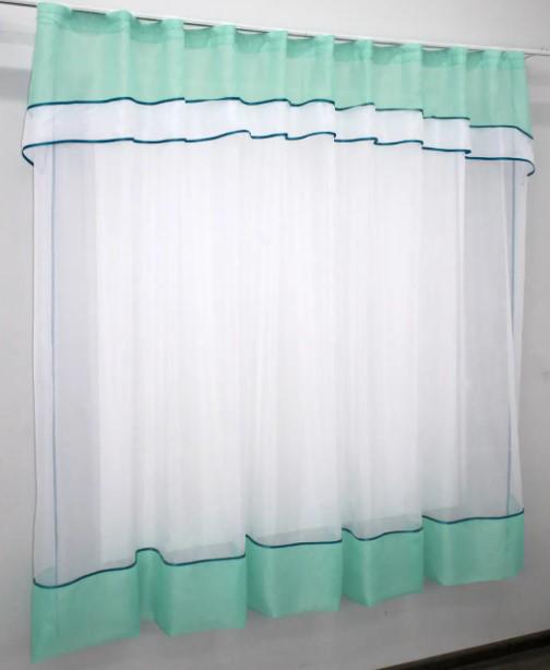 Фіранка на кухню шифон 270х170 см М'ятний/Білий (110к) - фото 3 Фіранка на кухню шифон 270х170 см М'ятний/Білий (110к) - фото 3