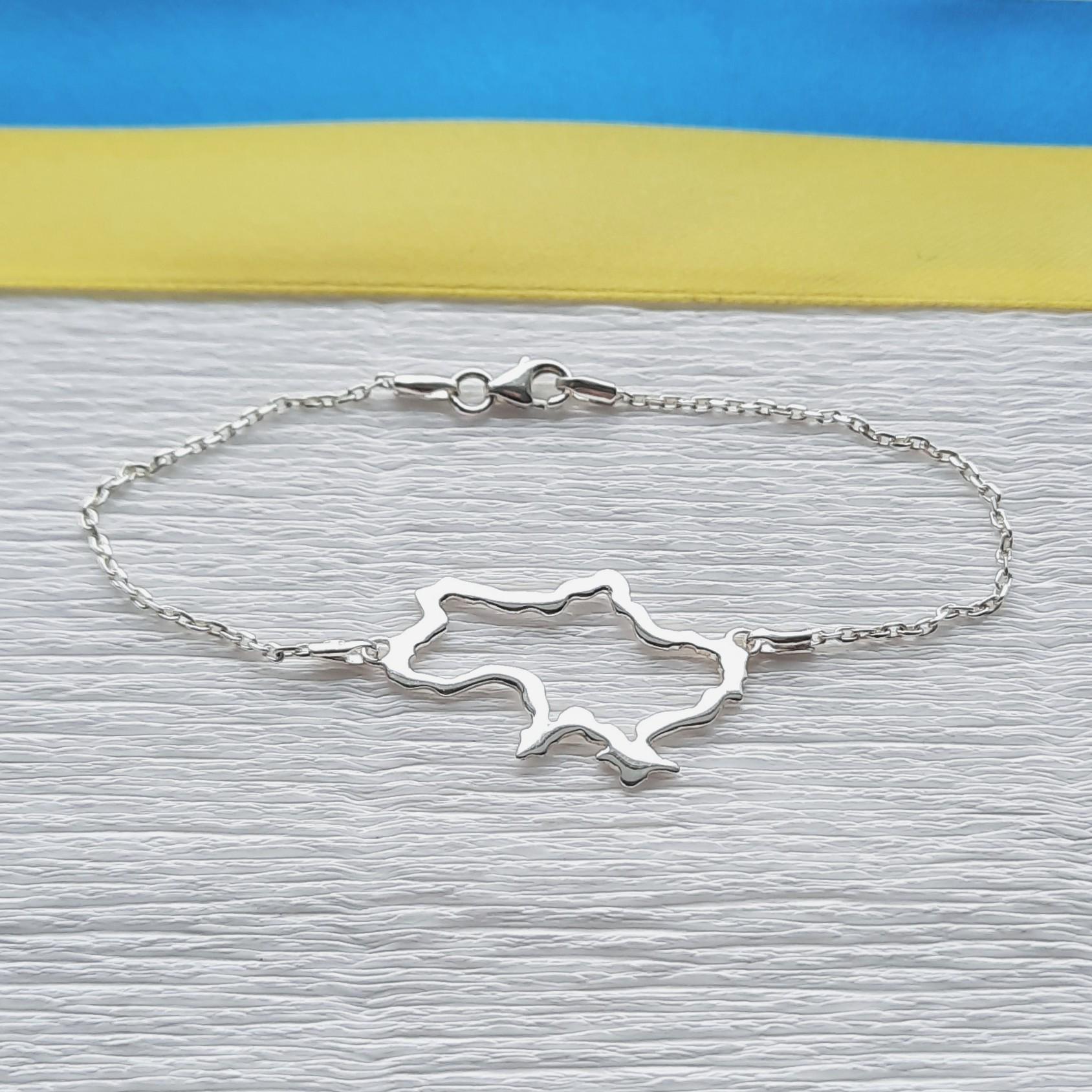 Серебряный браслет карта Украины