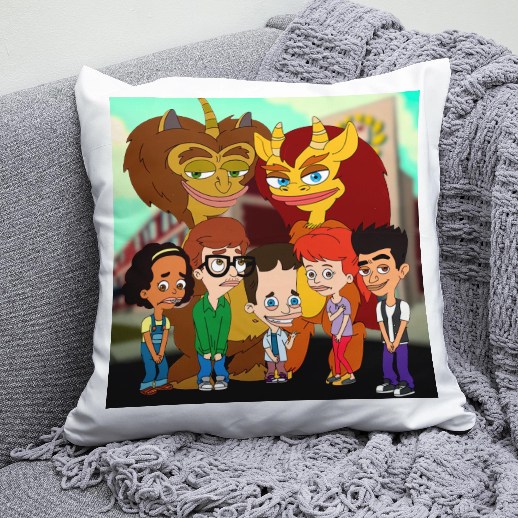 Плюшевая подушка квадрат с принтом Big Mouth