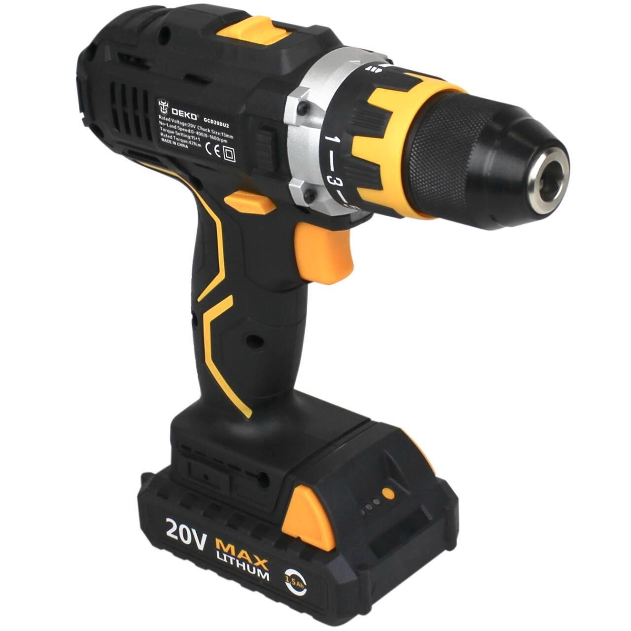 Шуруповерт акумуляторний DEKO 15912 20V Li-ion 1,5 Ah Brush Black/Yellow (32709256)