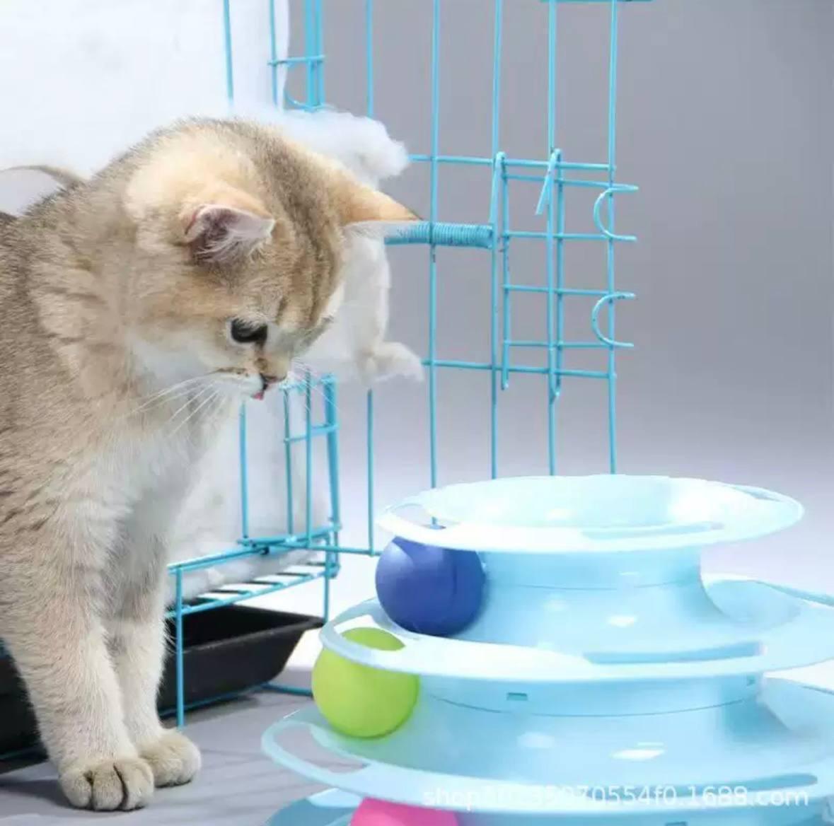 Іграшка для котів Tower of Tracks Вежа з кульками 3 рівня Blue - фото 4 Іграшка для котів Tower of Tracks Вежа з кульками 3 рівня Blue - фото 4