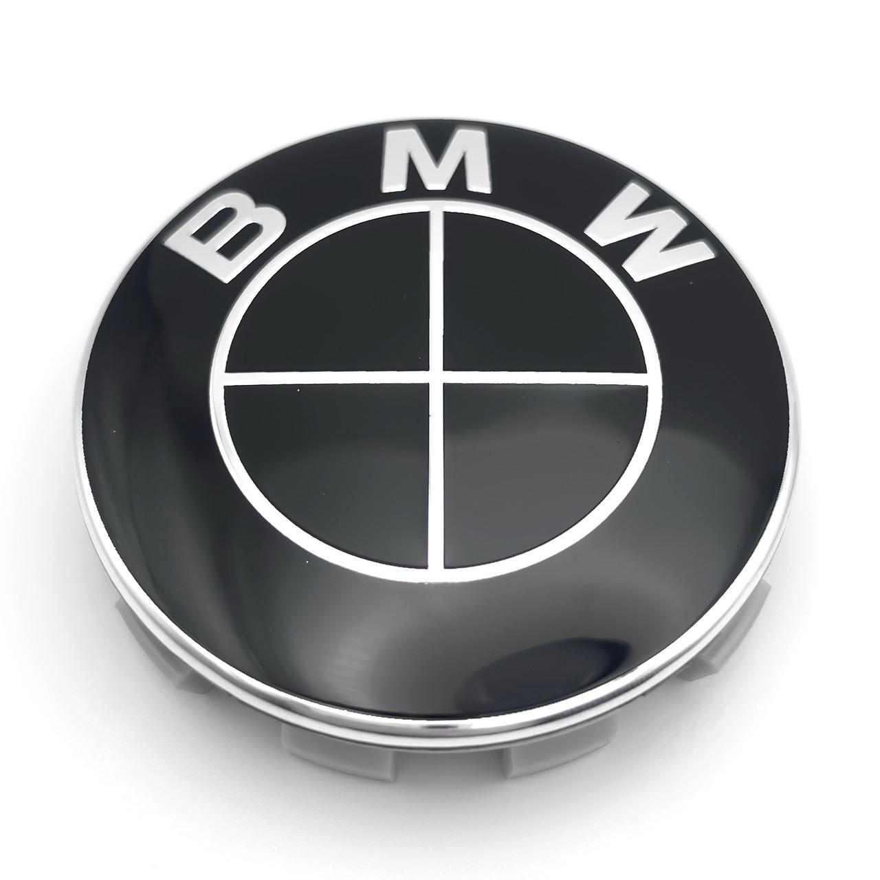 Колпачок заглушка ступицы колеса BMW 68 мм Хром/Черный тип 1 (3009363568)