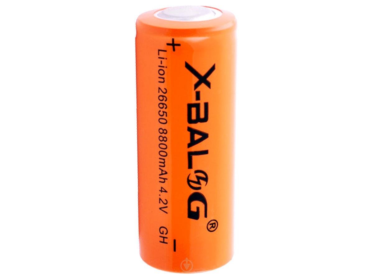 Акумулятор X-BALOG 26650 8800 mAh Li-Ion 4.2V з захистом 1 шт. Помаранчевий (23599831)