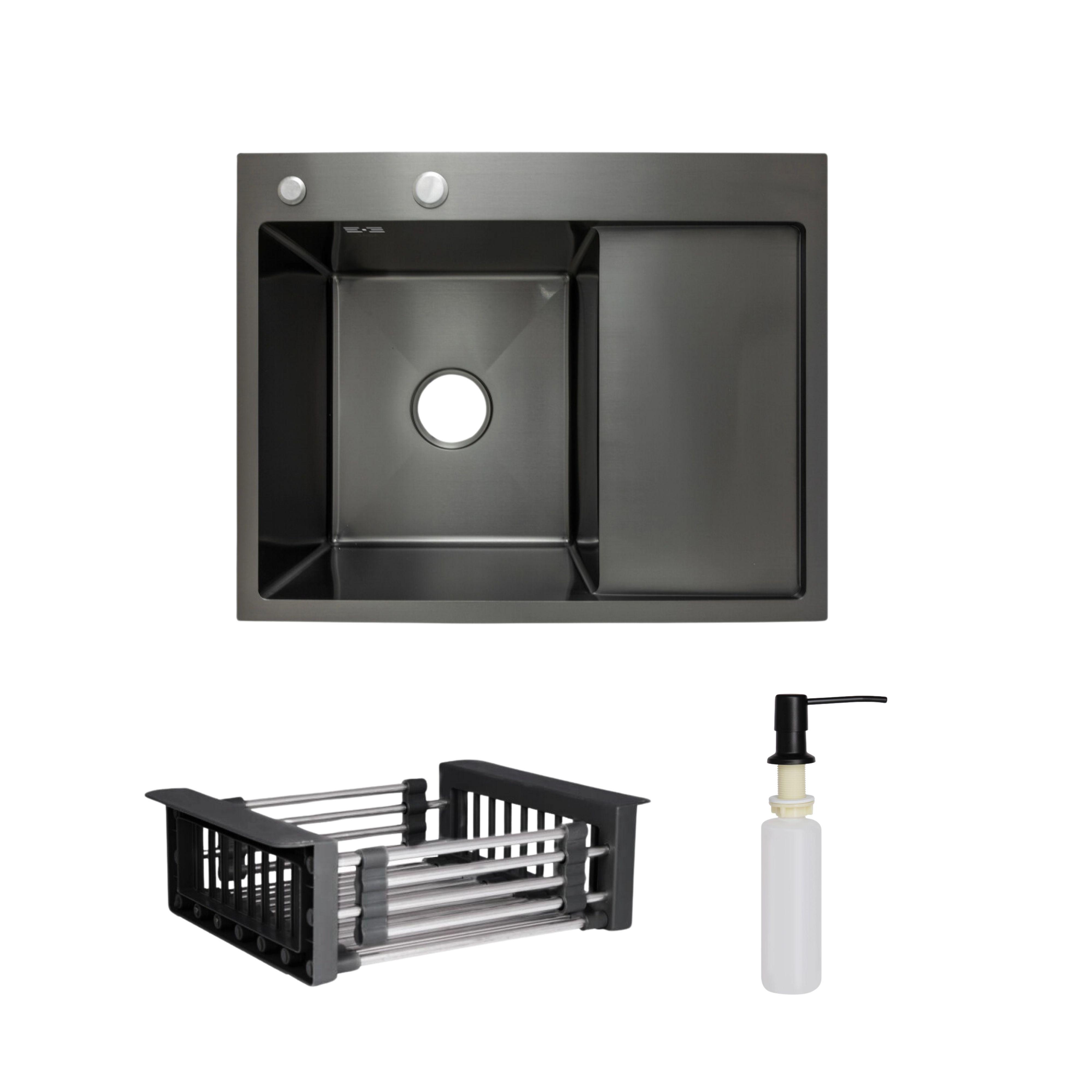 Комплект для кухни Lidz Handmade H6350BR мойка интегрированное крыло справа PVD/дозатор/K01B корзина Black (23623082) Комплект для кухни Lidz Handmade H6350BR мойка интегрированное крыло справа PVD/дозатор/K01B корзина Black (23623082)