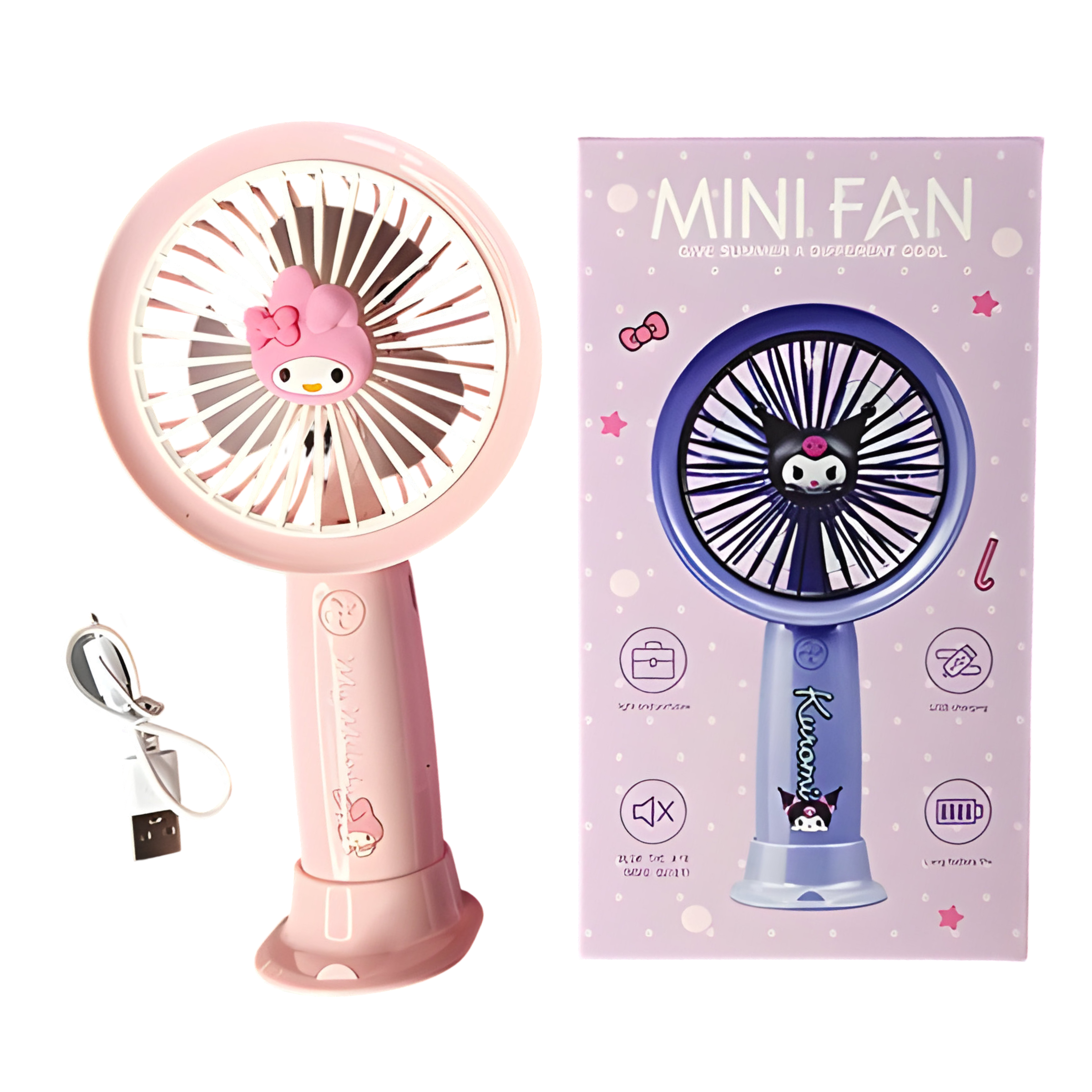 Вентилятор-USB детский портативный Melody Розовый (SD-02)