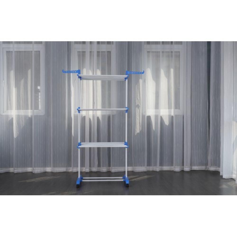 Сушилка-органайзер для белья Bonro B07 многоярусная раскладная на колесиках до 30 кг Синий (132-76-42400231) - фото 4 Сушилка-органайзер для белья Bonro B07 многоярусная раскладная на колесиках до 30 кг Синий (132-76-42400231) - фото 4