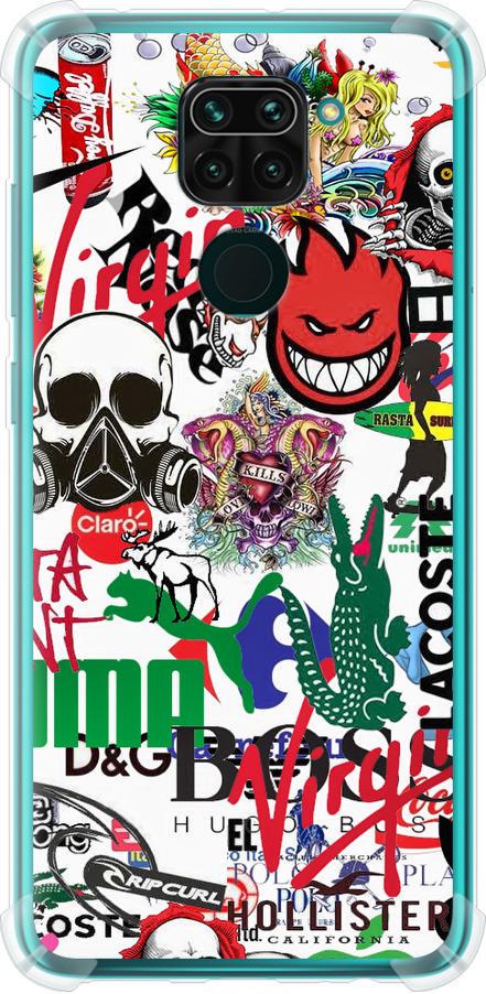 Чехол на Xiaomi Redmi Note 9 Many different logos (4022sp-2017-42517)