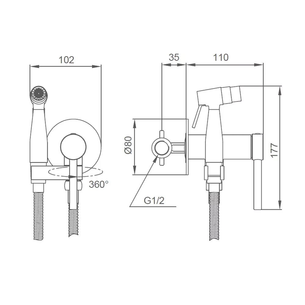 Гигиенический душ скрытого монтажа Gappo G7206-9 Графит (G7206-9) - фото 5 Гигиенический душ скрытого монтажа Gappo G7206-9 Графит (G7206-9) - фото 5