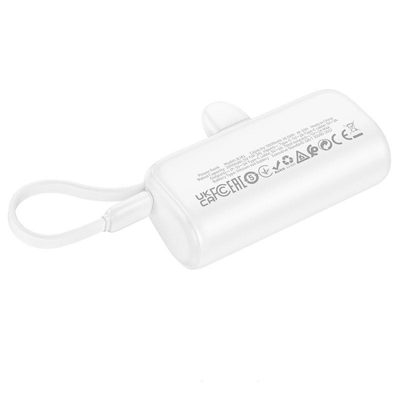 Повербанк міні Borofone BJ41 Pocket 5000 mAh Type-C+Lightning Білий - фото 2