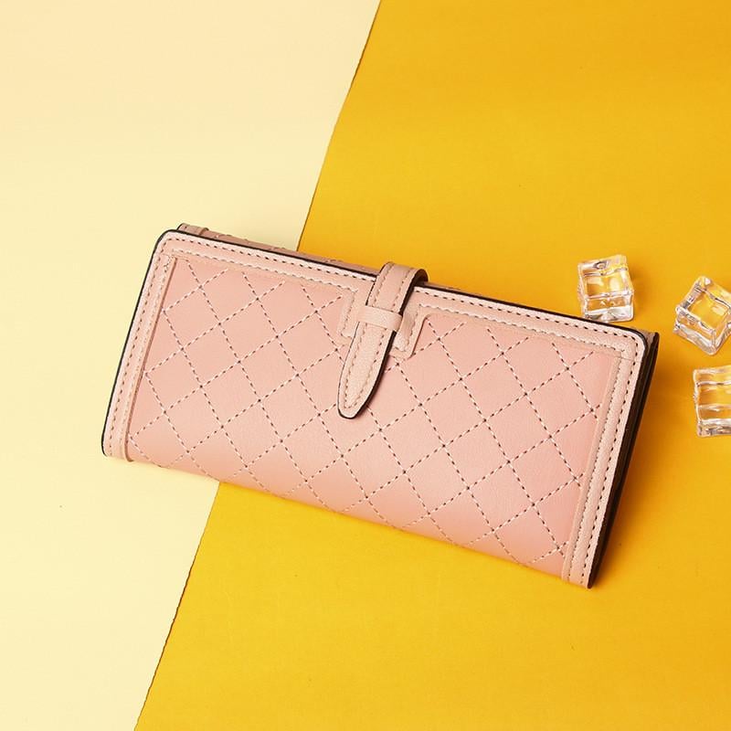 Кошелек женский SLN-056-5 с вышивкой ромбами Розовый (DR016849)